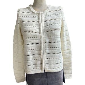Etcetera White Knit Cardigan Sweater